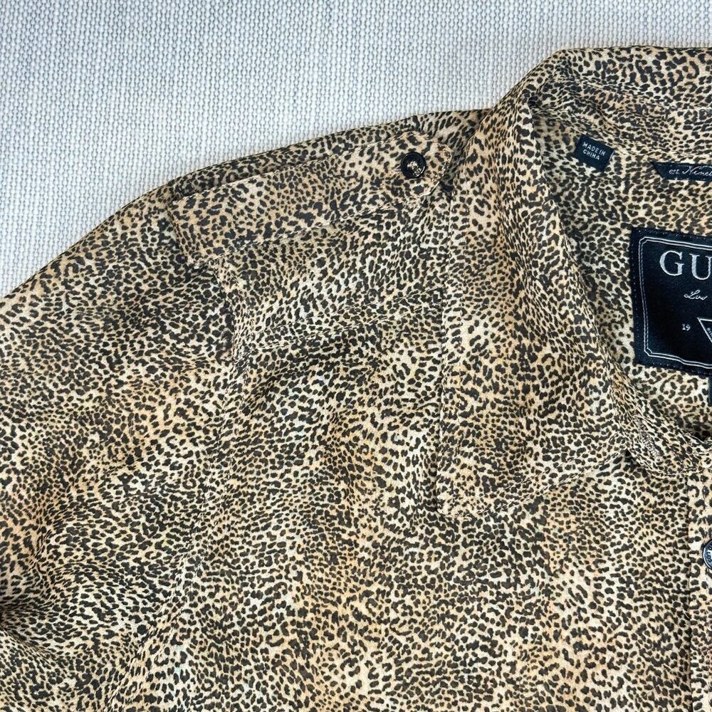 Vintage Guess Los Angeles Leopard Print Button-Up Shirt Y2K Animal Print - SizeM - Picture 5 of 8